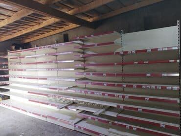 anbar rəfləri: Mağaza vitrin rəfləri – modul tip - Tip: Metal karkaslı, ikiüzlü — 2