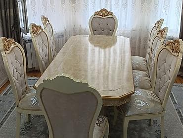 metbex kunc divan: Klassik üslubda yemək otağı dəsti - Dəst: 1 böyük masa + 8 stul - — 1