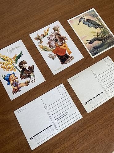 Открытки: Mövzu: SSRİ dövrünə aid açıqça dəsti – 5 ədəd, rəssam işləri, poçt — 2