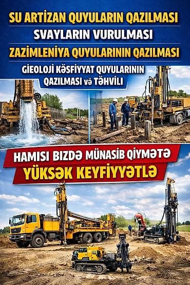 artezan: Su və geoloji sahələr üzrə qazma xidməti Təklif etdiyimiz işlər: - Su — 1