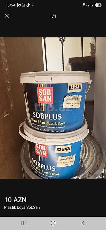 Məhsul: SobSan SOBPLUS – silinə bilən plastik boya Model/Baza: B2