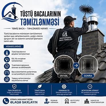 azpay əlaqə: Xidmət: Tüstü bacalarının peşəkar təmizlənməsi Təsvir: - Təmiz baca – — 1