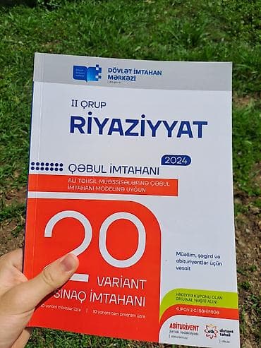 saat alan: 20 sınaq riyaziyyat (qəbul üçün) 2ci qrup. qəti işlədilnəyib. 6 manata — 1