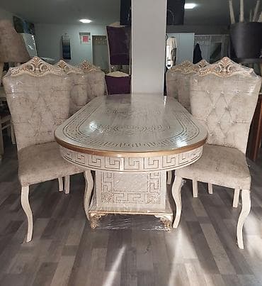 oturacaq: Qonaq otağı üçün, Yeni, Açılmayan, Kvadrat masa, 6 stul — 3