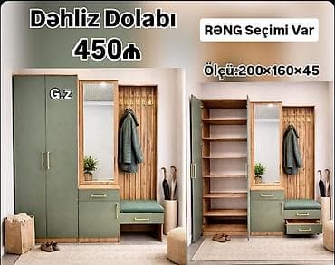 2 qapılı, Güzgülü, Digər rəng, Digər material, Açılan, Düz dolab