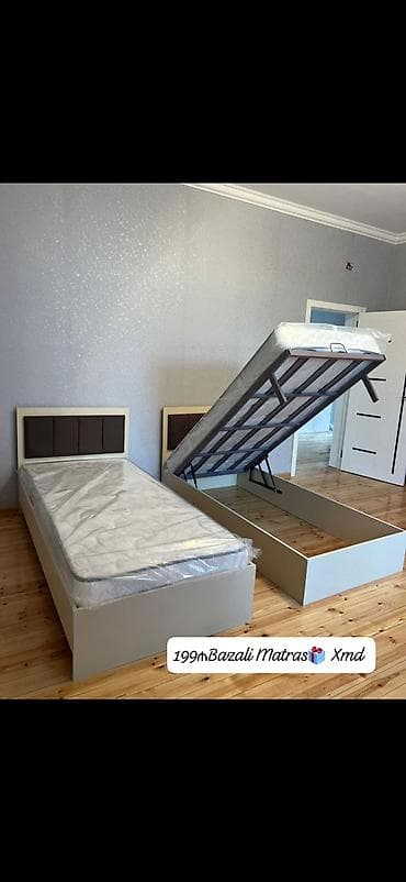 Bazalı tək nəfərlik çarpayı və matras dəsti - Ölçü: tək nəfərlik - — 1