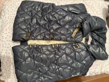 Uşaq geyimləri dəsti - Qış üçün qalın kombinezon: boz–ağ zolaqlı, tam