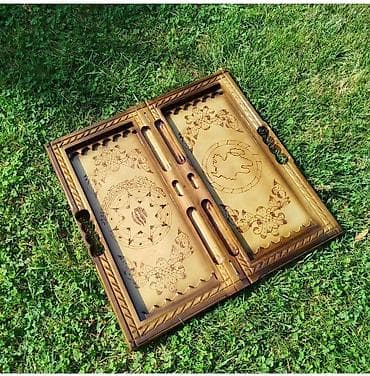 idman daşlari: Taxta Nərd-Taxta (Backgammon) dəsti - Material: keyfiyyətli ağac — 9