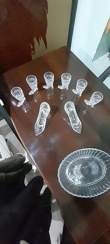 kerpic dekor: Şüşə dekor dəsti - Material: şəffaf şüşə - Komplekt: 8 ədəd balaca — 1