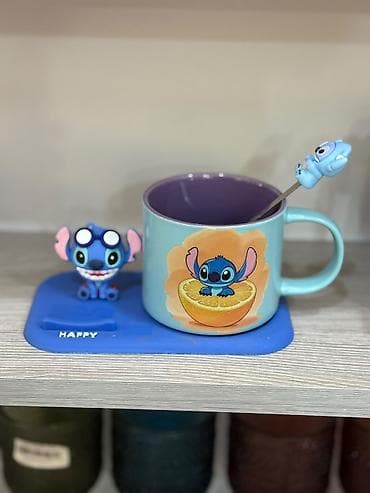 Stitch temalı fincan dəsti - Tərkib: 1 keramika fincan, 1 metal qaşıq — 3