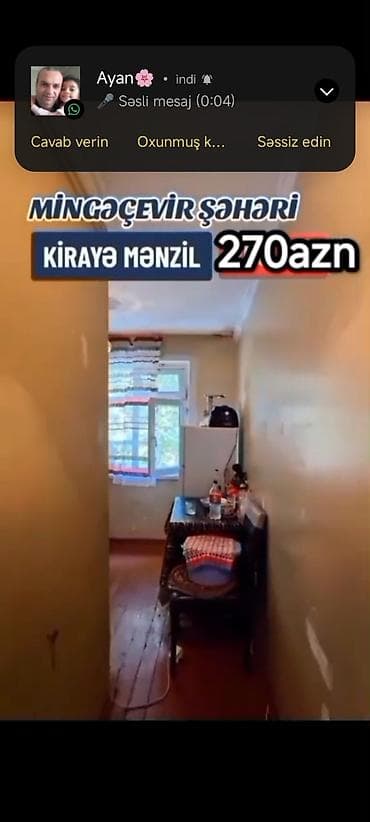 Kirayə mənzillər: Mingəçevir şəhərində kirayə mənzil – 270 AZN. - Geniş zal/otaq: yemək — 4