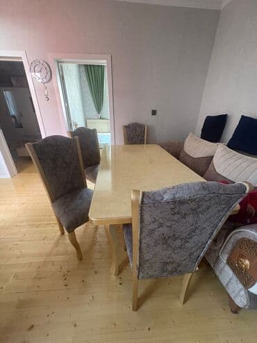 işlenmiş metbex mebeli gence: Qonaq otağı üçün, İşlənmiş, Açılmayan, Oval masa, 6 stul — 3