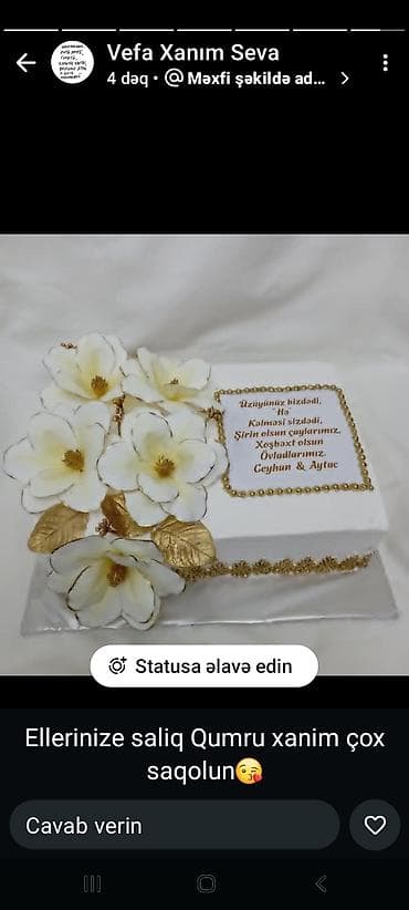 su novu: Ev şirniyyatları və tort bəzədilməsi xidməti - Şəxsi dizayn tortlar — 2