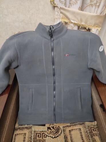 böyük bədən kişi geyimləri: Gödəkcə boz flis jaket - Material: qalın, yumşaq flis (isti saxlayan — 1