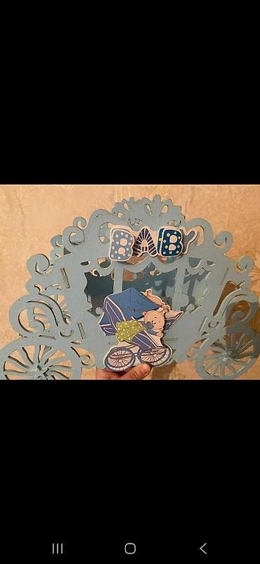 balaca tortlar: Məhsul: Mavi “Baby” temalı dekor və təşkilat seti - Material: ağac — 2