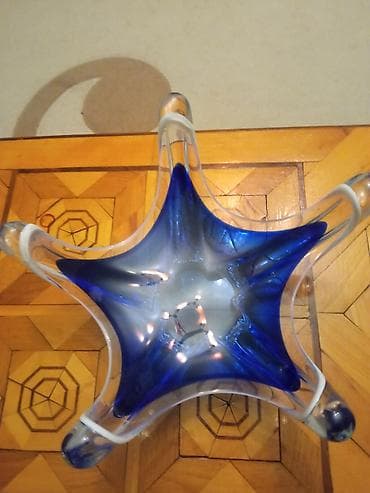 Dekorativ əl işi şüşə qab - Material: qalın, keyfiyyətli şüşə - Rəng