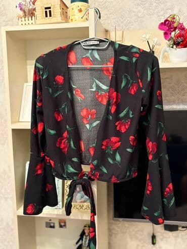 ciyni aciq koftalar: Qadın bluz – MIRAY Fashion - Rəng/naxış: Qara fon üzərində qırmızı — 1