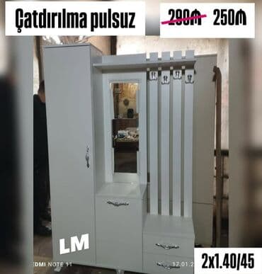 dehliz mebeli ucuz: Dəhliz üçün çoxfunksiyalı mebel dəsti - Rəng: ağ - Tərkib: şkaf — 1