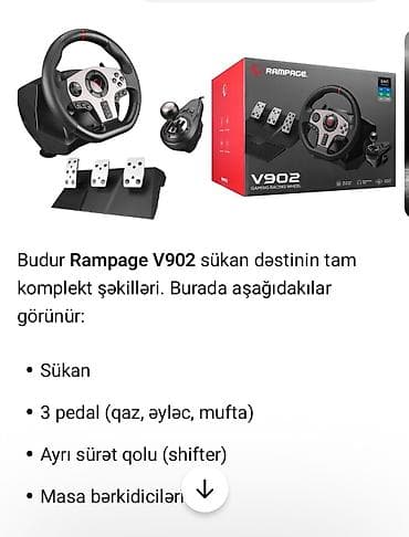 pc setup: Rampage V902 Gaming Racing Wheel – tam dəst simulyator sükan sistemi — 1