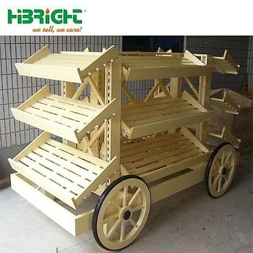 Mağaza avadanlığı: Ağacdan hazırlanmış mobil satış və sərgiləmə arabası - Material — 1