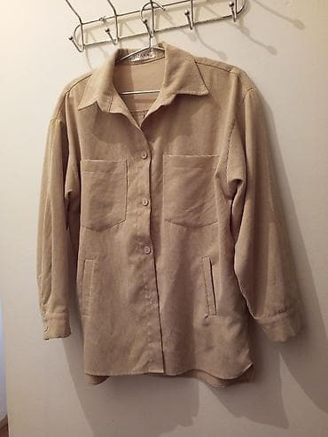 geyim kisi: Bej rəngli korduroy köynək-gödəkçə - Model: düyməli, düz kəsim - — 1