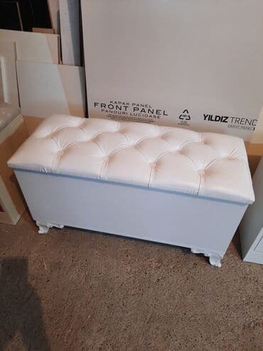 подержанная мебель: Yeni, Pufik oturacaq, Dəri, rəng - Ağ, Kredit yoxdur, Ödənişli çatdırılma — 2
