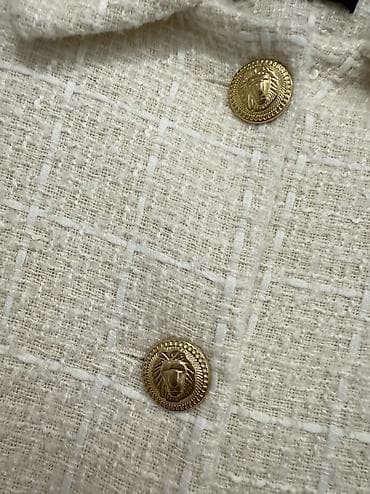 baş: Qadınlar üçün qısa tweed jaket - Rəng: süd-ağ/ekru - Parça: klassik — 3