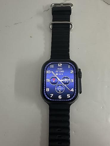 c95 smart saat: Smart saat – Ultra üslublu kvadrat korpus, qara silikon dalğalı qayış — 1