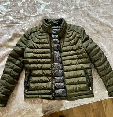 qısa kişi gödəkçələri: Yüngül kişi paltosu – qış/payız üçün - Rəng: xaki (zeytun yaşılı) - — 1