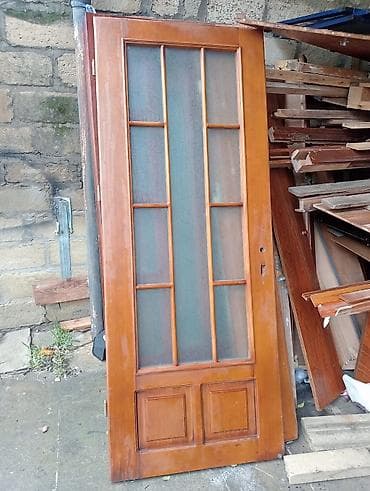 elcin: Taxta şüşəli otaq qapıları - Material: təbii ağac (cilalı şabalıd/şam — 1