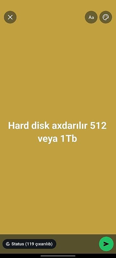 Axtarılır: Hard disk (HDD/SSD) – 512 GB və ya 1 TB tutum. Tələblər: -