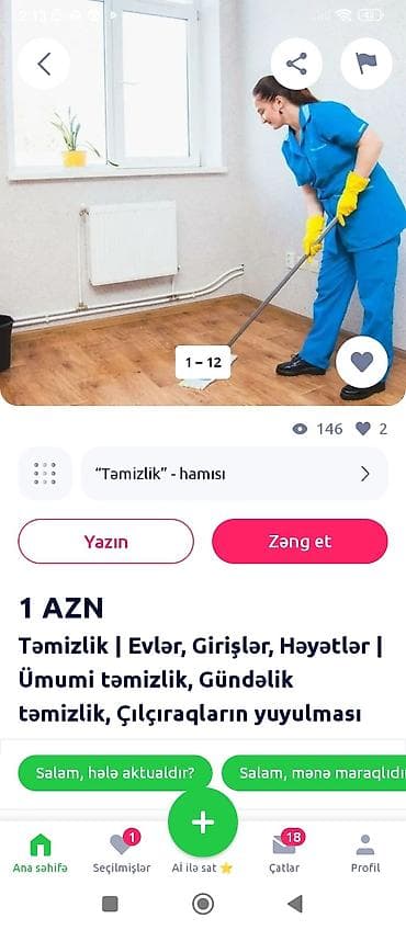 quyu qazan usta: Xidmət: Peşəkar təmizlik Tətbiq sahələri: - Ev və mənzillərin — 1