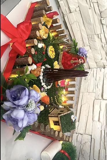 su kenleri: Novruz temalı dekorativ kompozisiya - Əl işidir: taxta lövhə üzərində — 2