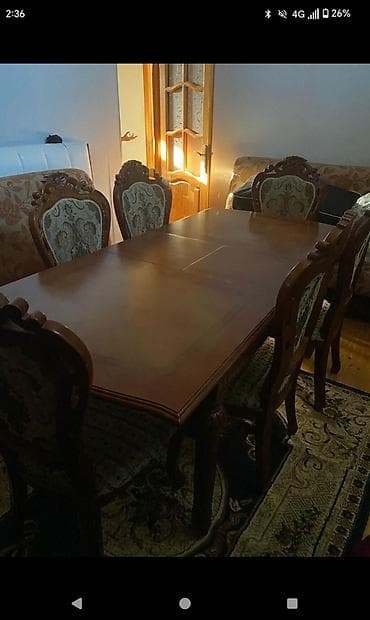 Для гостиной, Раскладной, Прямоугольный стол, 6 стульев