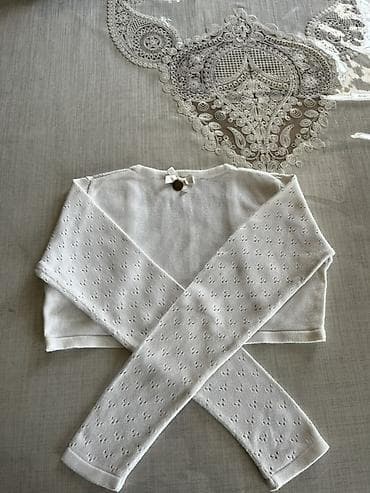 usta geyimi: Ağ rəngli qısa bolero kardiqan - Model: qollu, ön hissəsi açıq — 2