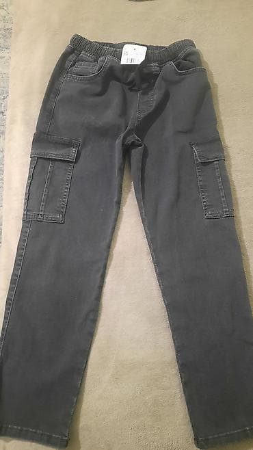 Uşaq üçün tünd boz rəngdə kargo şalvar. - Model: kargo stilində