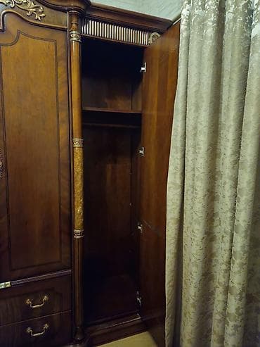 qarderob: İşlənmiş, 4 qapılı, Siyirməli, Qəhvəyi, Taxta, Açılan, Düz dolab — 5