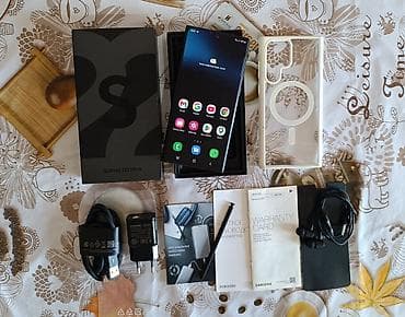 Samsung Galaxy S22 Ultra, 256 ГБ, цвет - Черный, Сенсорный, Отпечаток пальца, Две SIM карты