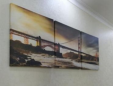 pileken sekilleri: Üç parçalı divar tablo seti – Golden Gate körpüsü mənzərəsi — 3