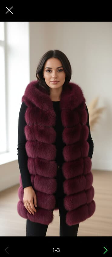 Qadın üçün tükü sıx, qabarıq teksturalı uzun jilet. - Rəng: tünd