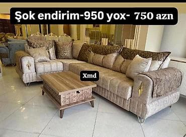 Divan və masa dəstləri: Künc divan, Qonaq otağı üçün, Açılmayan — 1