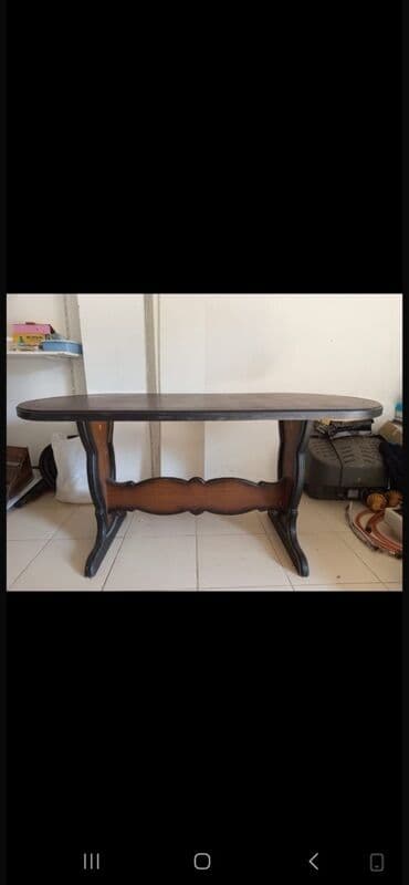 журнальный столик в гостиную: Гостиный стол, Нераскладной, Дерево, Овальный стол — 1