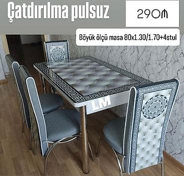 sdollar: Mətbəx masa ( üstü şüşə) + 4 stull dəst‼️ Qiymət : *290 ₼ Masa — 2