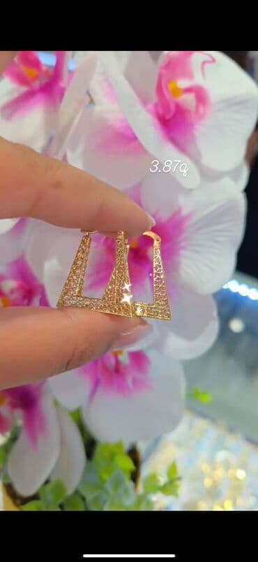 qas sirqalar: Sırğa, Sarı qızıl, 585 Əyar, 123 g, Ödənişli çatdırılma, Ünvandan götürmə — 15