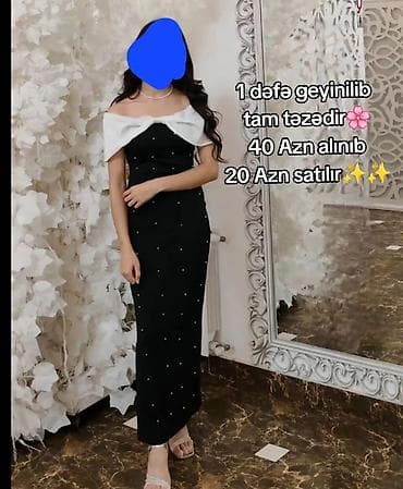 Məhsul: Zərif qadın gecə/libas donu - Rəng: Qara, ağ yaxalı detal - — 1