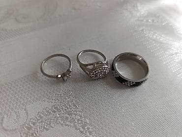boş qutu: Gümüş tonlarda qadın üzük dəsti – 3 ədəd - Üzük 1: Zərif, incə — 5