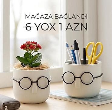 ucuz guller: Plastmas dibçək, qələm qabı — 1