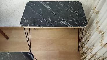 3-lü “nesting” jurnal masası dəsti - Dizayn: Qara mərmər naxışlı — 2