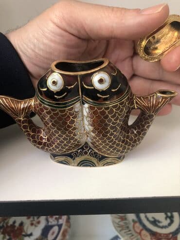 Китайская династия, латунь, перегородчатая эмаль, 9 см x 13 см