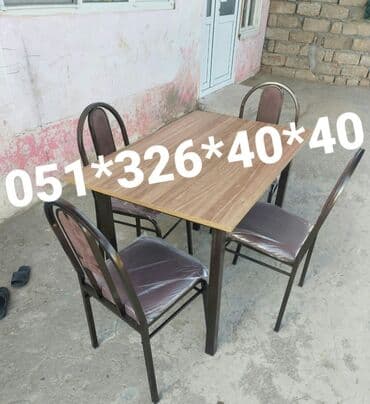 Masa və oturacaq dəstləri: Qonaq otağı üçün, Yeni, Açılan, Dördbucaq masa, 1 stul — 1
